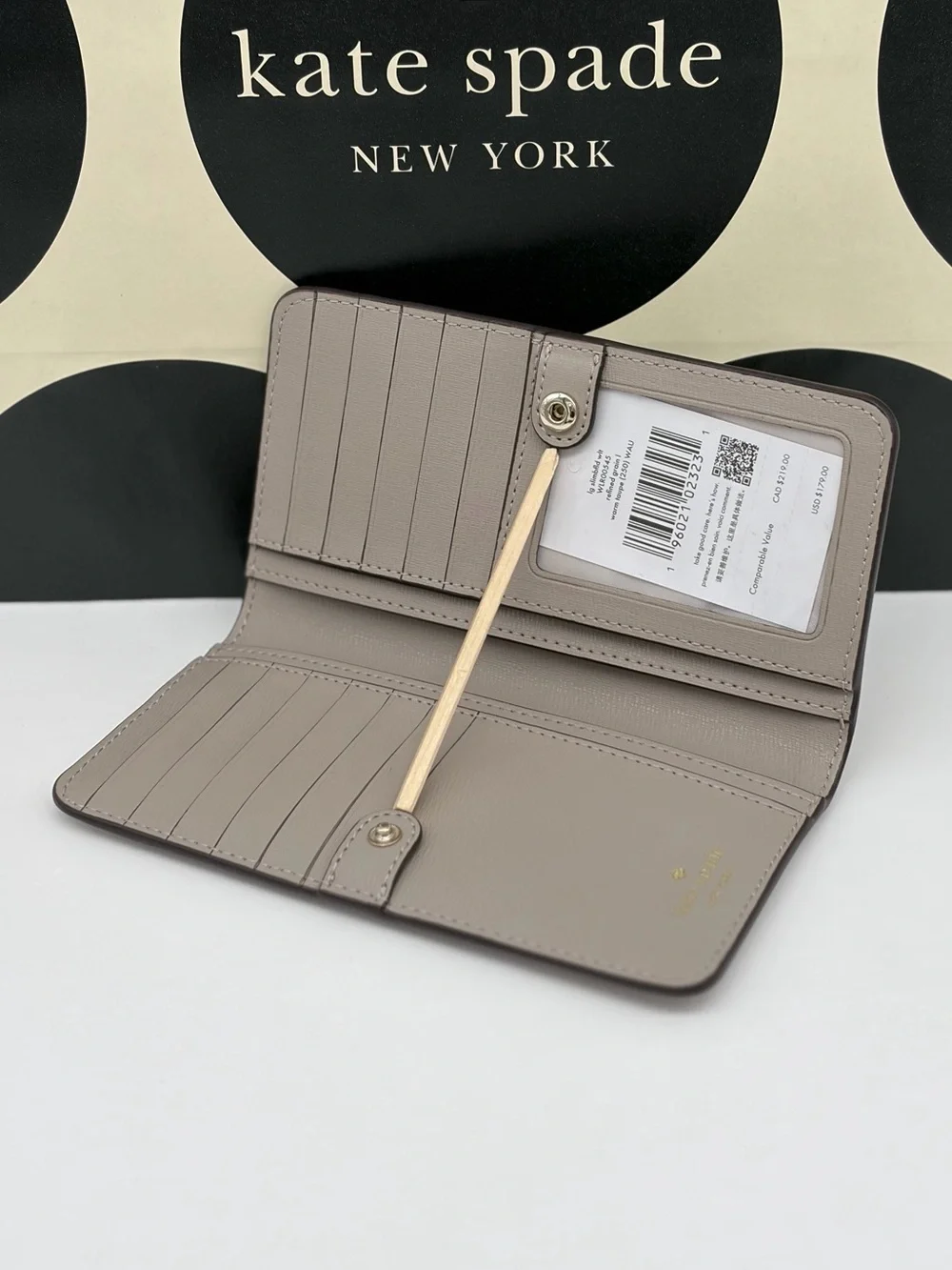 Kate Spade Slim Bifold Wallet Warm Taupe